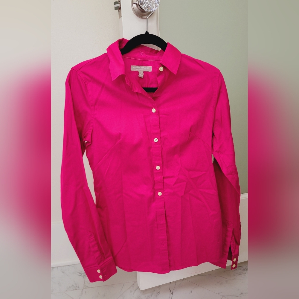 Women's Banana Republic Non-iron Button Down Hot Pink Shirt